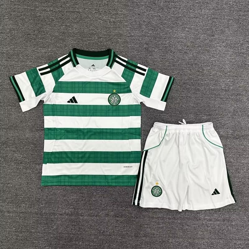 Kids Celtic 25/26 Home Soccer Jersey And Shorts