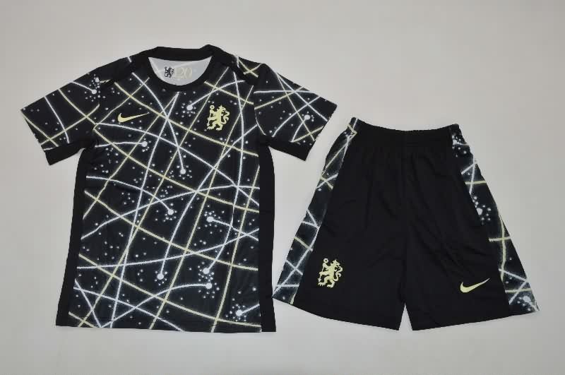 Kids Chelsea 25/26 Training Soccer Jersey And Shorts 02