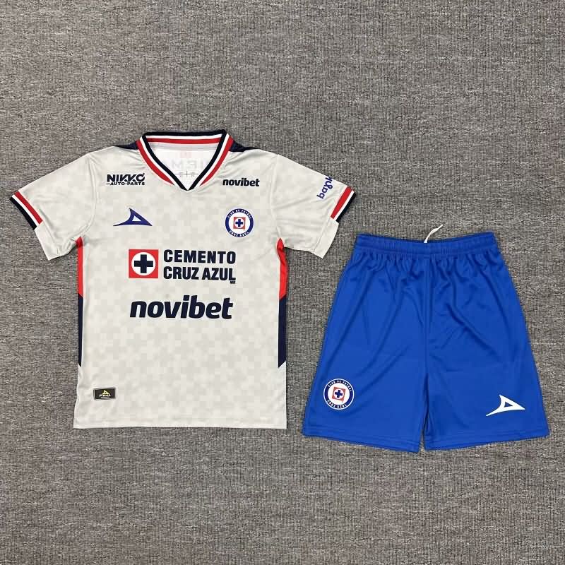 Kids Cruz Azul 25/26 Away Soccer Jersey And Shorts