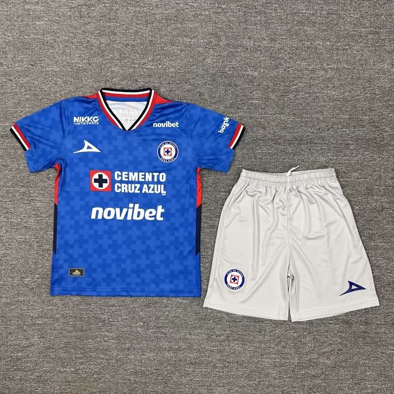 Kids Cruz Azul 25/26 Home Soccer Jersey And Shorts