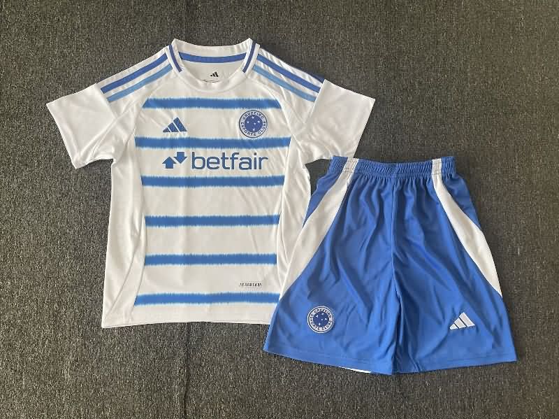 Kids Cruzeiro 2025 Away Soccer Jersey And Shorts
