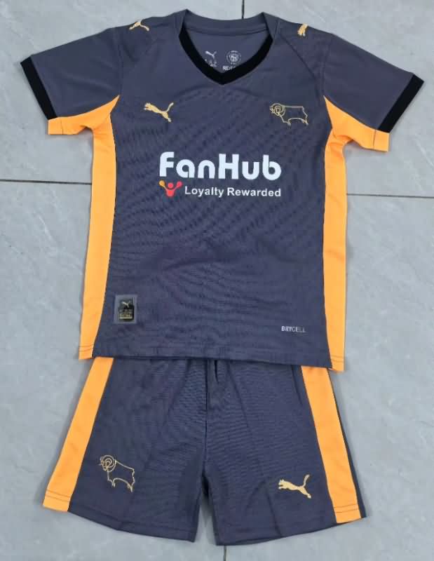 Kids Derby County 25/26 Away Soccer Jersey And Shorts