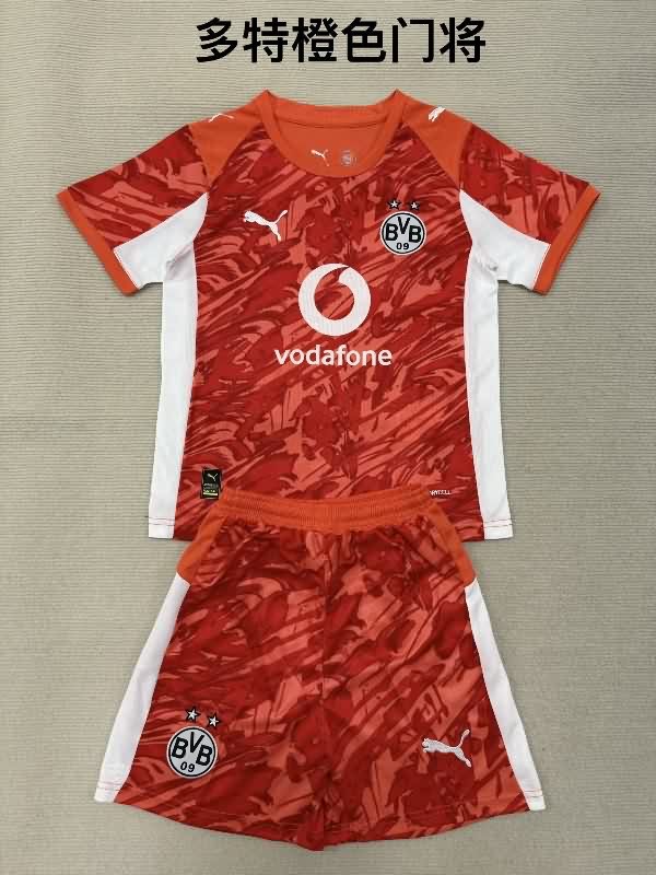 Kids Dortmund 25/26 Goalkeeper Orange Soccer Jersey And Shorts