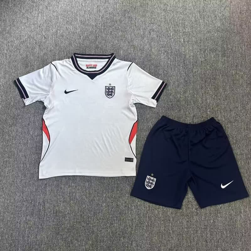 Kids England 25/26 Home Soccer Jersey And Shorts