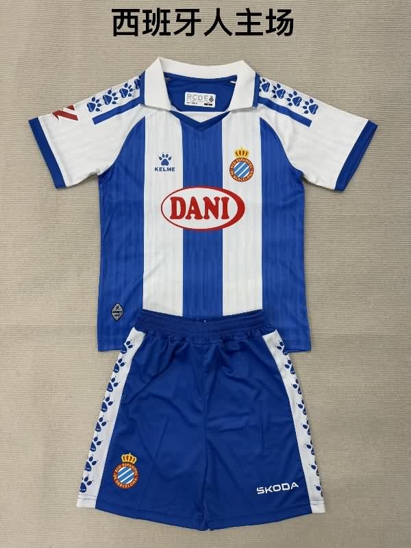 Kids Espanyol 25/26 Home Soccer Jersey And Shorts