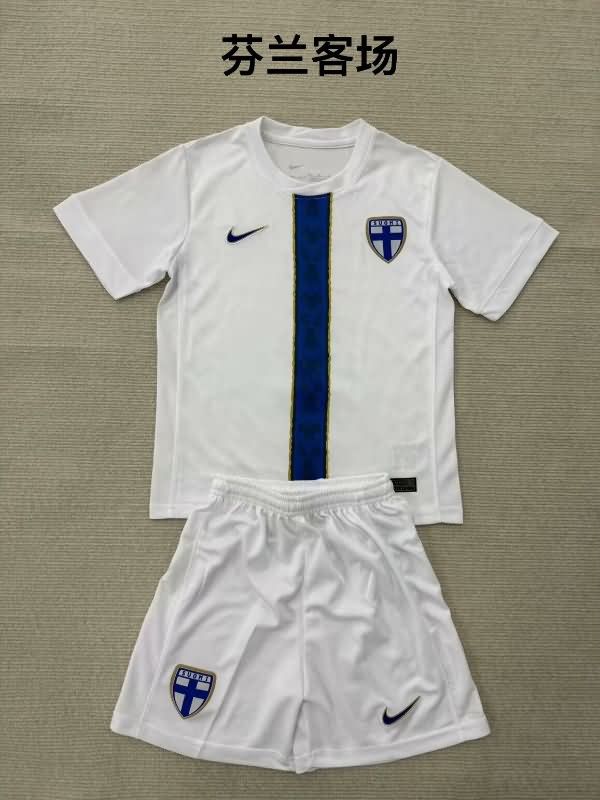 Kids Finland 2025 Home Soccer Jersey And Shorts