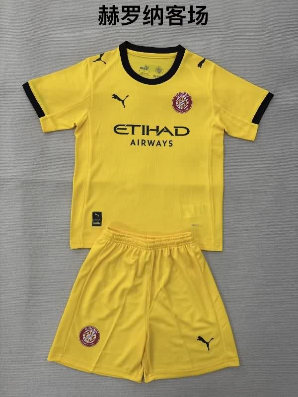 Kids Girona 25/26 Away Soccer Jersey And Shorts