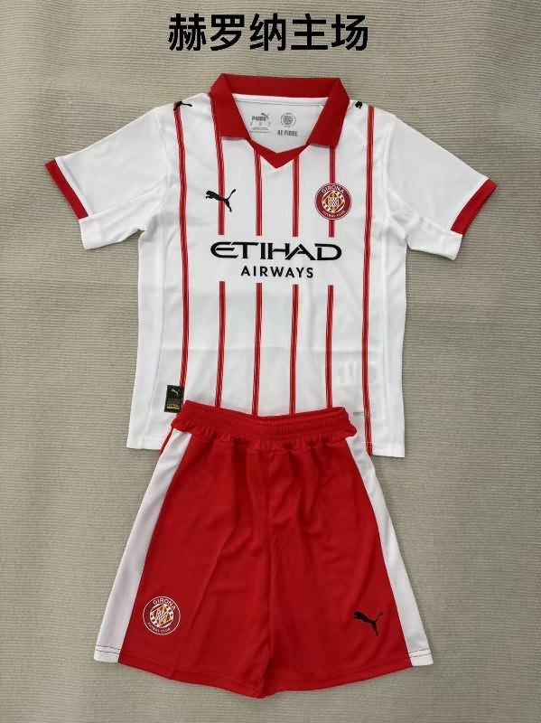 Kids Girona 25/26 Home Soccer Jersey And Shorts