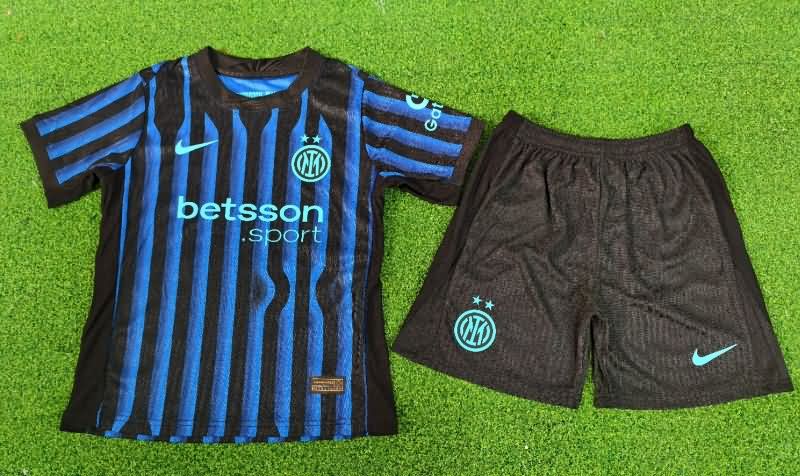 Kids Inter Milan 25/26 Home Soccer Jersey And Shorts (Player)