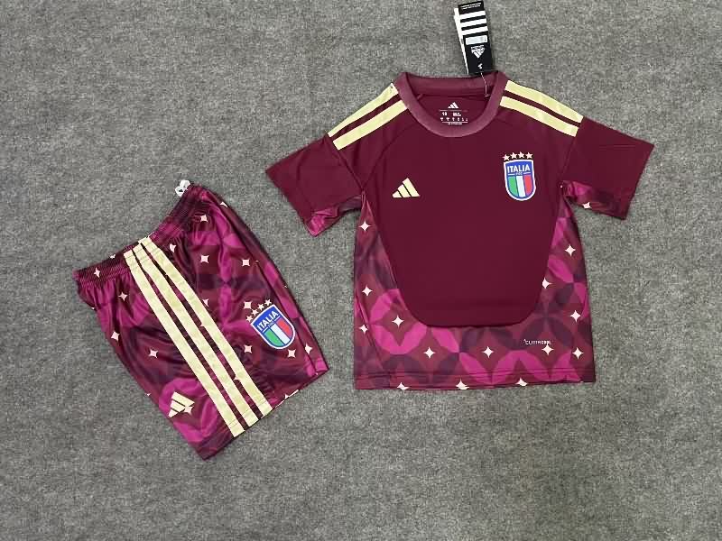 Kids Italy 2026 Goalkeeper Red Soccer Jersey And Shorts