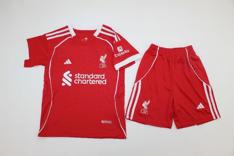 Kids Liverpool 25/26 Home Soccer Jersey And Shorts Kids Liverpool 25/26 Home Soccer Jersey And Shorts