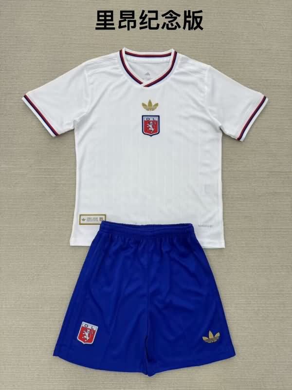 Kids Lyon 25/26 75th Anniversary Soccer Jersey And Shorts
