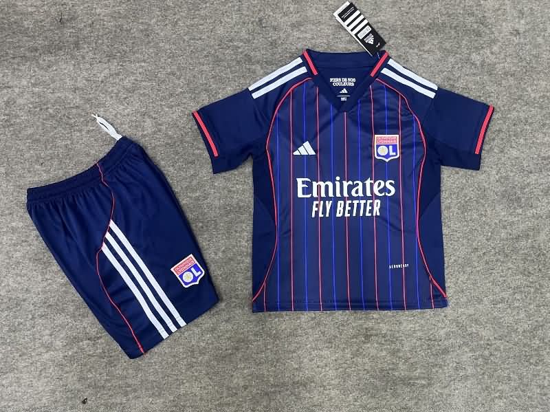 Kids Lyon 25/26 Away Soccer Jersey And Shorts
