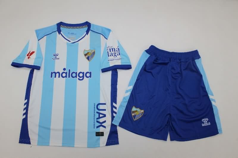 Kids Malaga 25/26 Home Soccer Jersey And Shorts