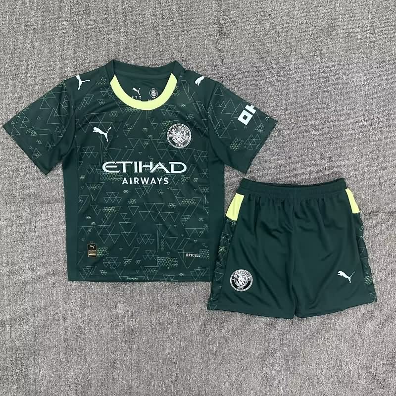 Kids Manchester City 25/26 Fourth Soccer Jersey And Shorts