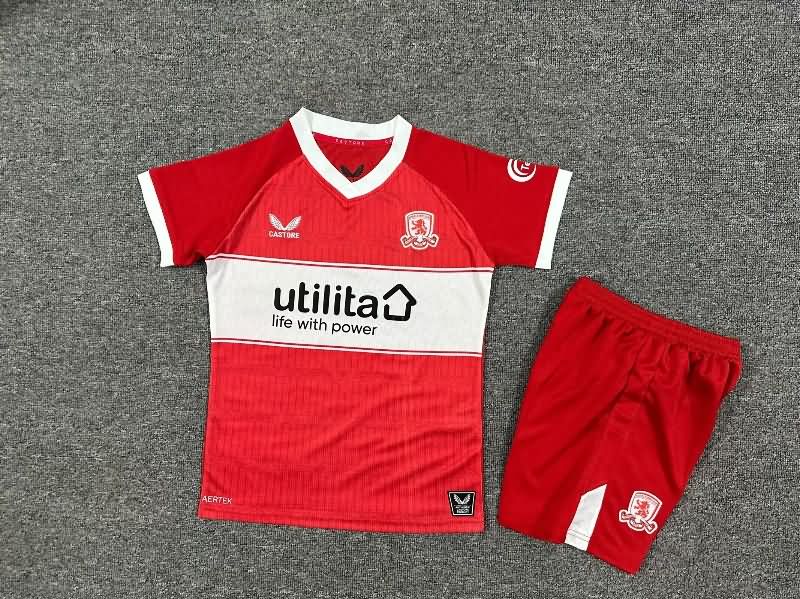 Kids Middlesbrough 25/26 Home Soccer Jersey And Shorts