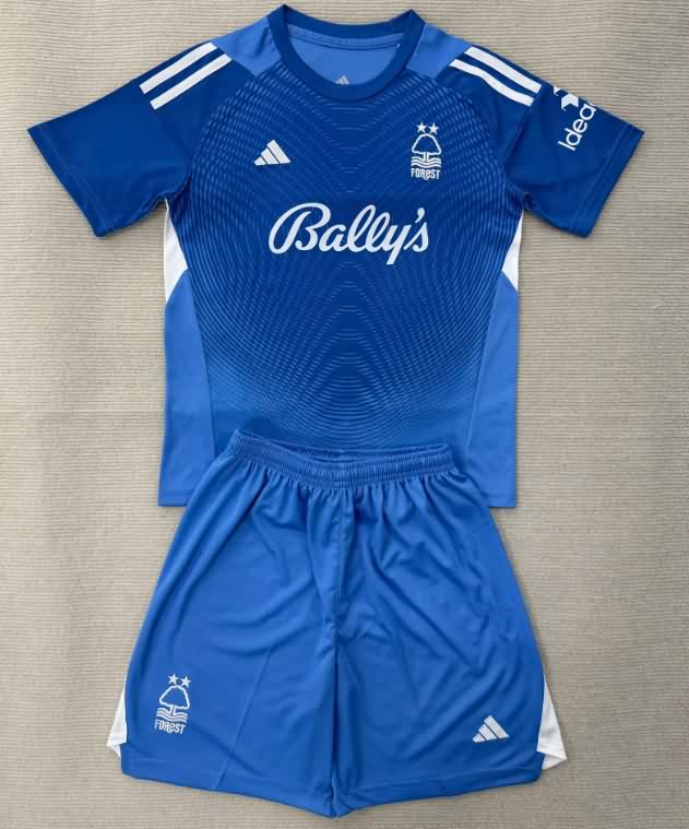 Kids Nottingham Forest 25/26 Goalkeeper Blue Soccer Jersey And Shorts