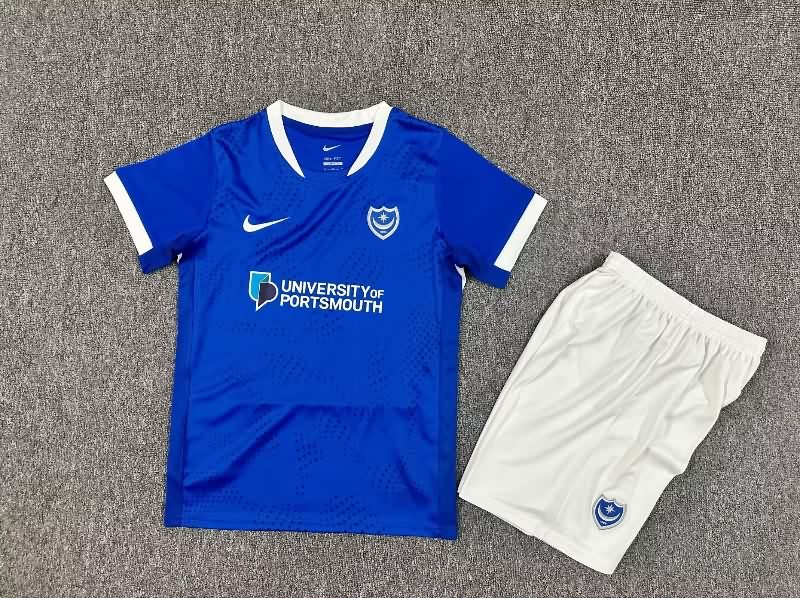Kids Portsmouth 25/26 Home Soccer Jersey And Shorts