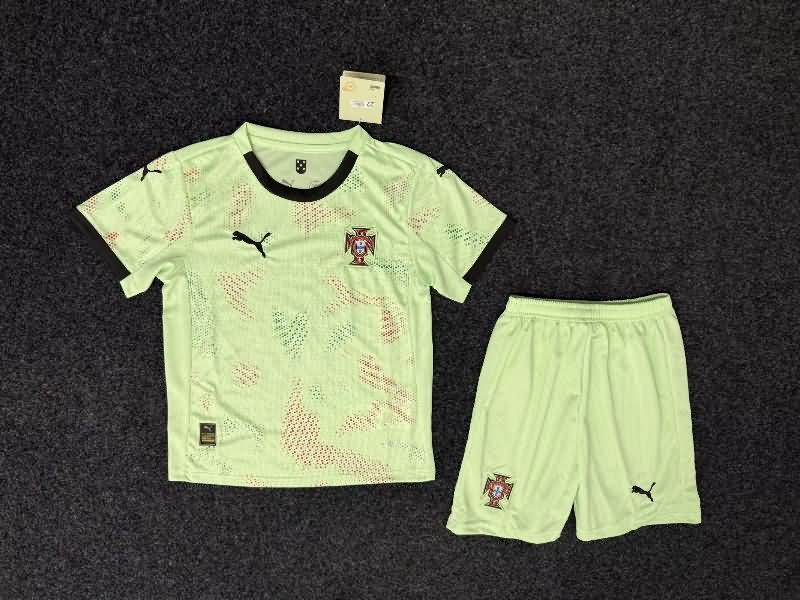 Kids Portugal 2025 Female EURO Away Soccer Jersey And Shorts