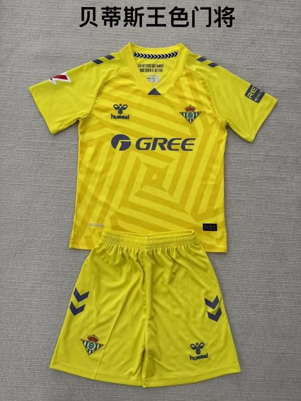Kids Real Betis 25/26 Goalkeeper Yellow Soccer Jersey And Shorts