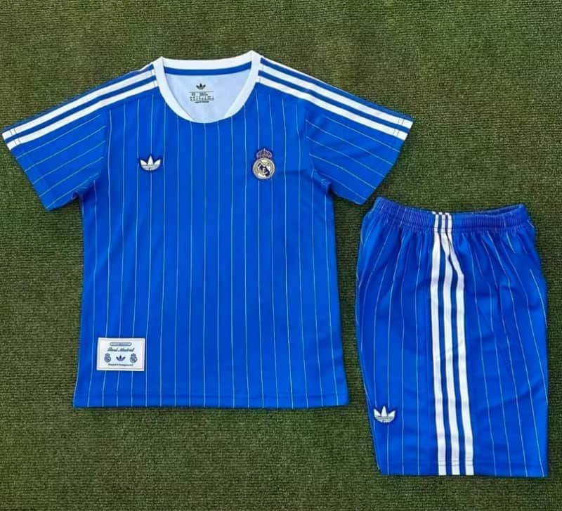 Kids Real Madrid 25/26 Blue Soccer Jersey And Shorts