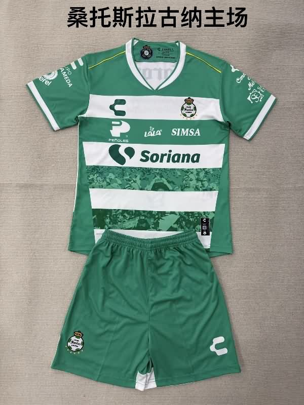 Kids Santos Laguna 25/26 Home Soccer Jersey And Shorts