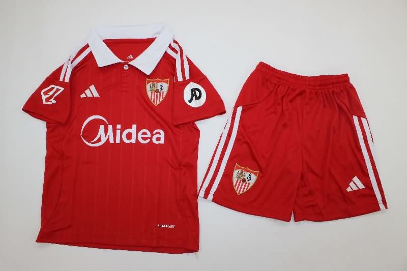 Kids Sevilla 25/26 Away Soccer Jersey And Shorts