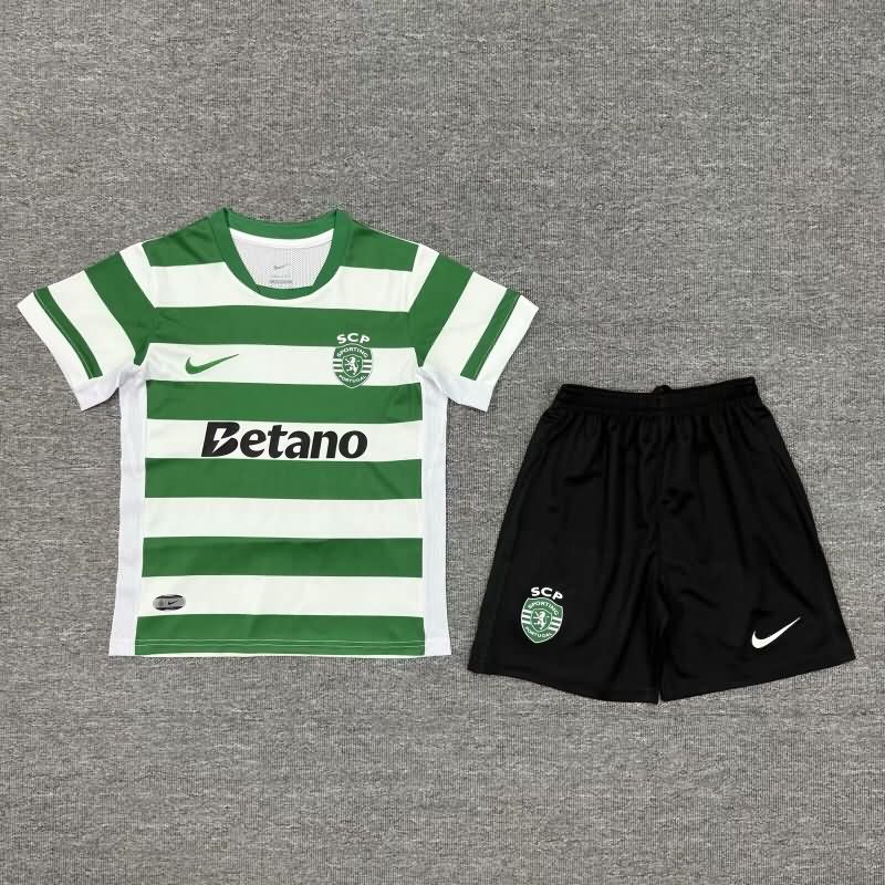 Kids Sporting Lisbon 25/26 Home Soccer Jersey And Shorts