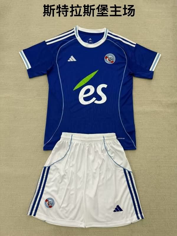 Kids Strasbourg 25/26 Home Soccer Jersey And Shorts