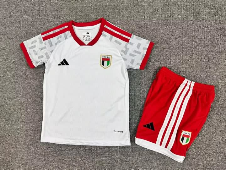 Kids UAE 2026 Home Soccer Jersey And Shorts