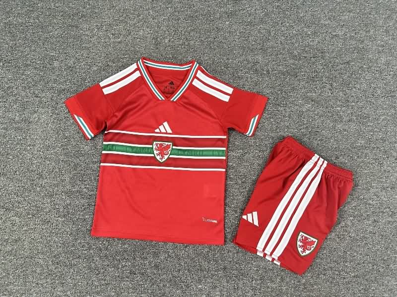 Kids Wales 2026 Home Soccer Jersey And Shorts