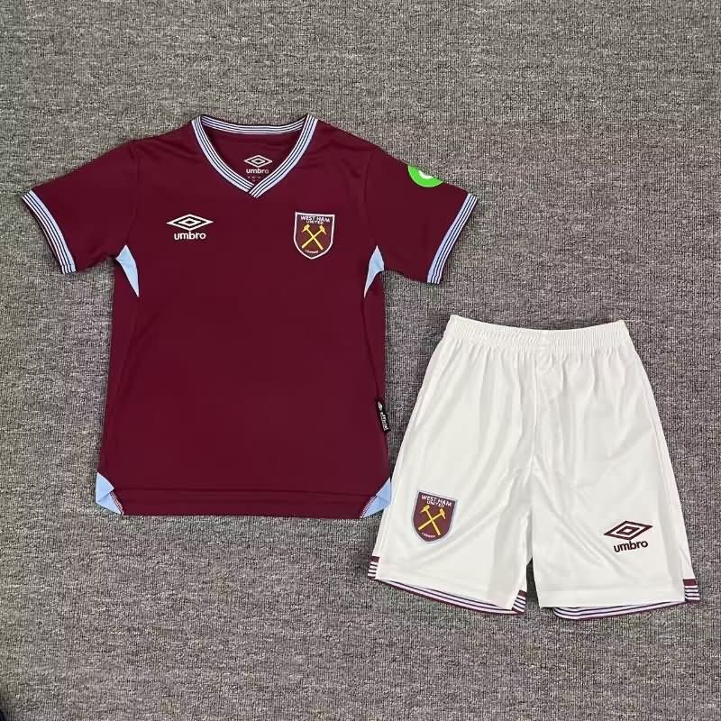 Kids West Ham 25/26 Home Soccer Jersey And Shorts