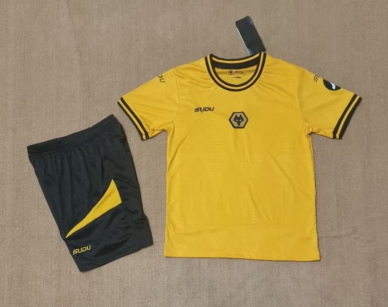 Kids Wolves 25/26 Home Soccer Jersey And Shorts