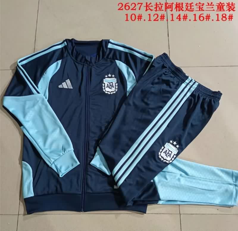 Kids AAA Quality Argentina 2026 Dark Blue Soccer Tracksuit 02