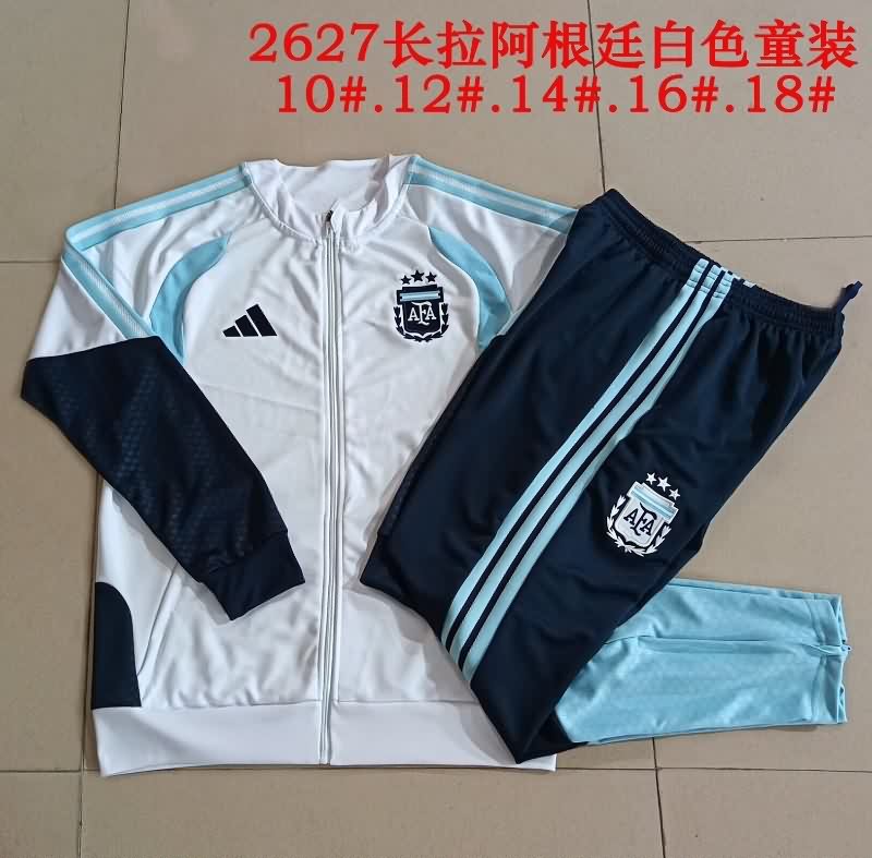 Kids AAA Quality Argentina 2026 White Soccer Tracksuit 02 Kids AAA Quality Argentina 2026 White Soccer Tracksuit 02