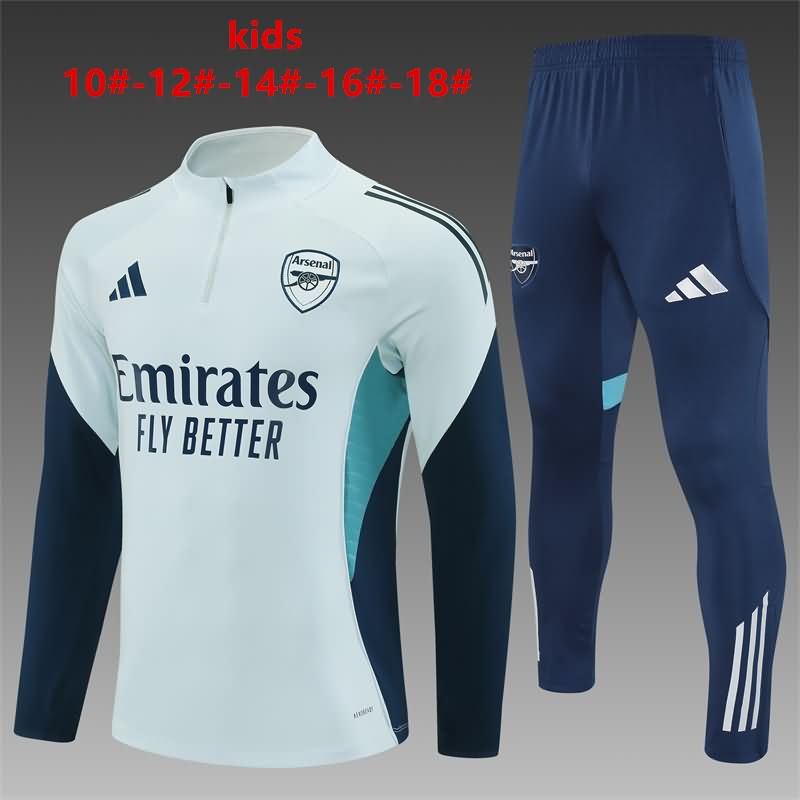 Kids AAA Quality Arsenal 25/26 Grey Soccer Tracksuit