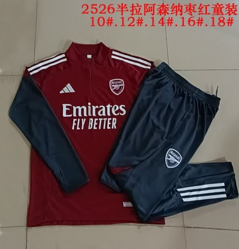 Kids AAA Quality Arsenal 25/26 Red Soccer Tracksuit 05