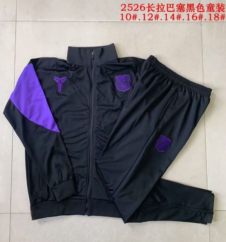 Kids AAA Quality Barcelona 25/26 Black Soccer Tracksuit
