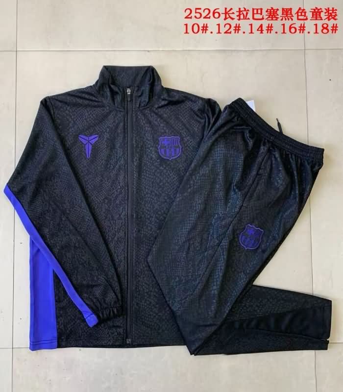 Kids AAA Quality Barcelona 25/26 Black Soccer Tracksuit 02 Kids AAA Quality Barcelona 25/26 Black Soccer Tracksuit 02