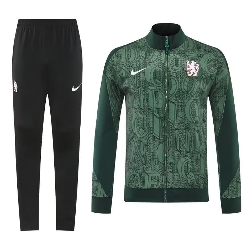 AAA Quality Chelsea 25/26 Dark Green Soccer Tracksuit 02