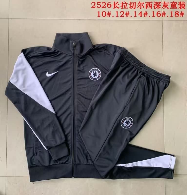 Kids AAA Quality Chelsea 25/26 Black Soccer Tracksuit
