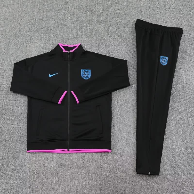 AAA Quality England 2025 Black Soccer Tracksuit 02