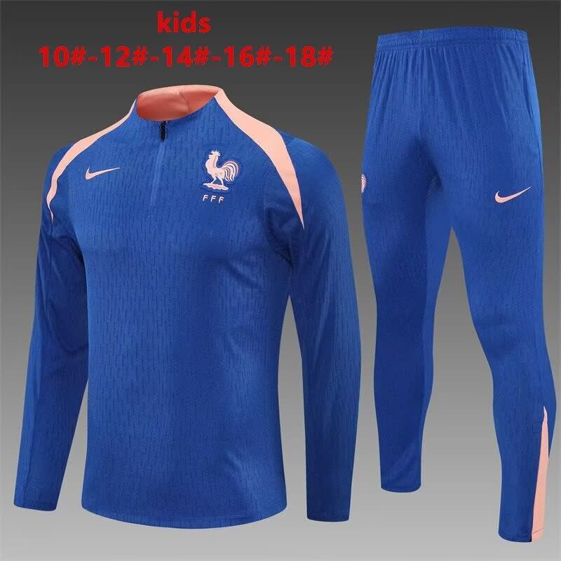 Kids AAA Quality France 2025 Blue Soccer Tracksuit