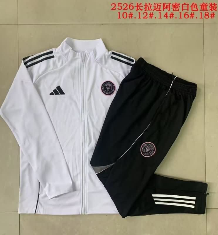 Kids AAA Quality Inter Miami 2025 White Soccer Tracksuit 02