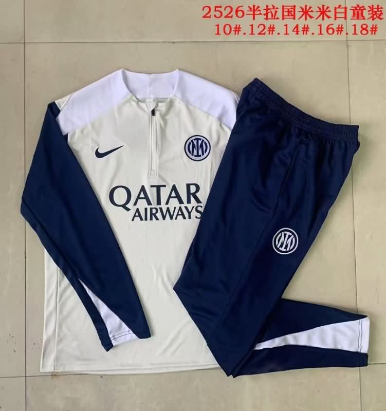 Kids AAA Quality Inter Milan 25/26 Grey Soccer Tracksuit