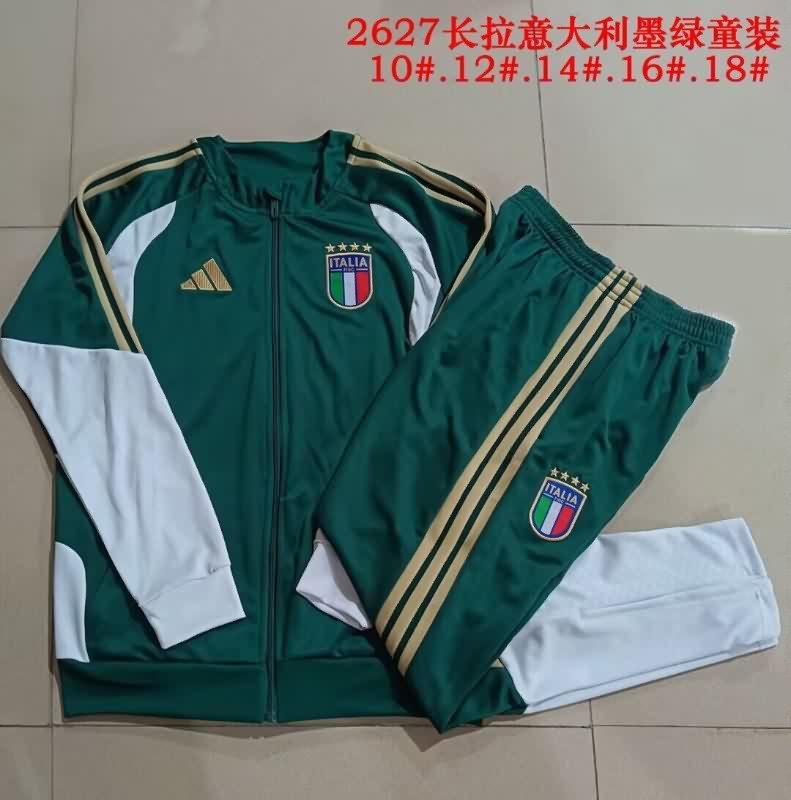 Kids AAA Quality Italy 2026 Green Soccer Tracksuit 02