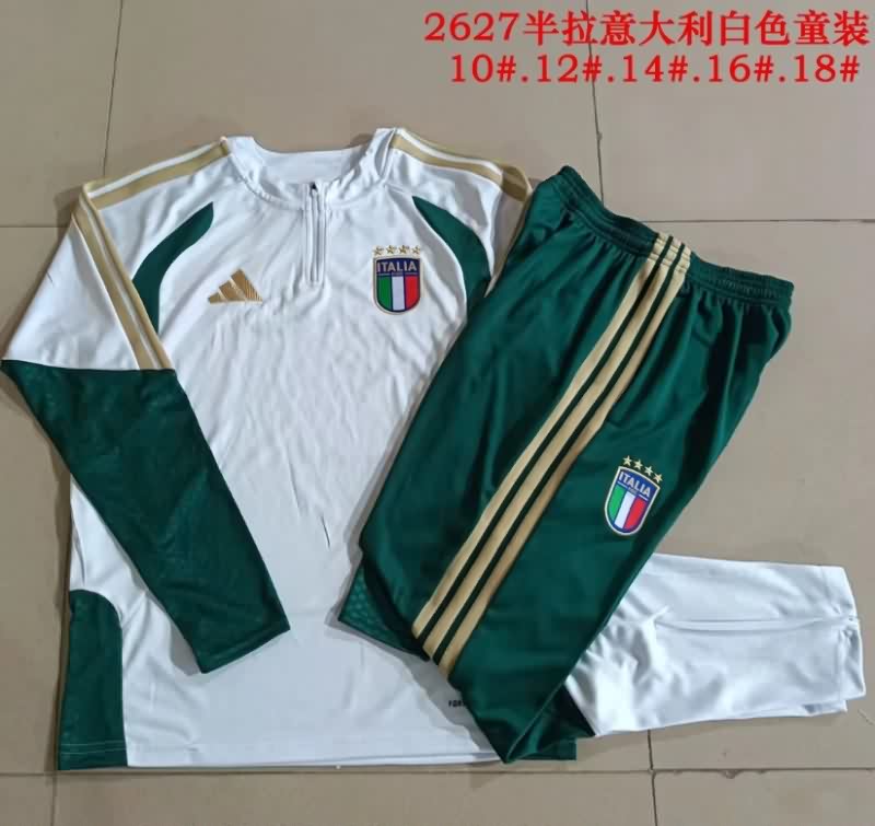 Kids AAA Quality Italy 2026 White Soccer Tracksuit