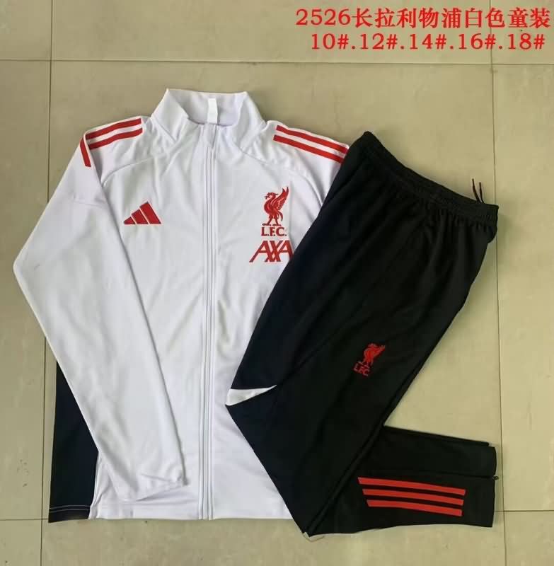 Kids AAA Quality Liverpool 25/26 White Soccer Tracksuit