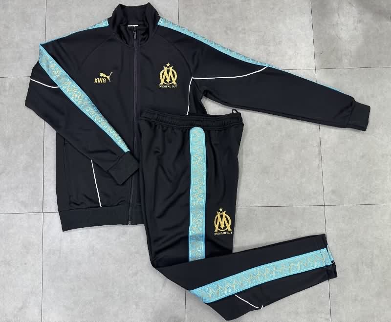 AAA Quality Marseilles 25/26 Black Soccer Tracksuit 02