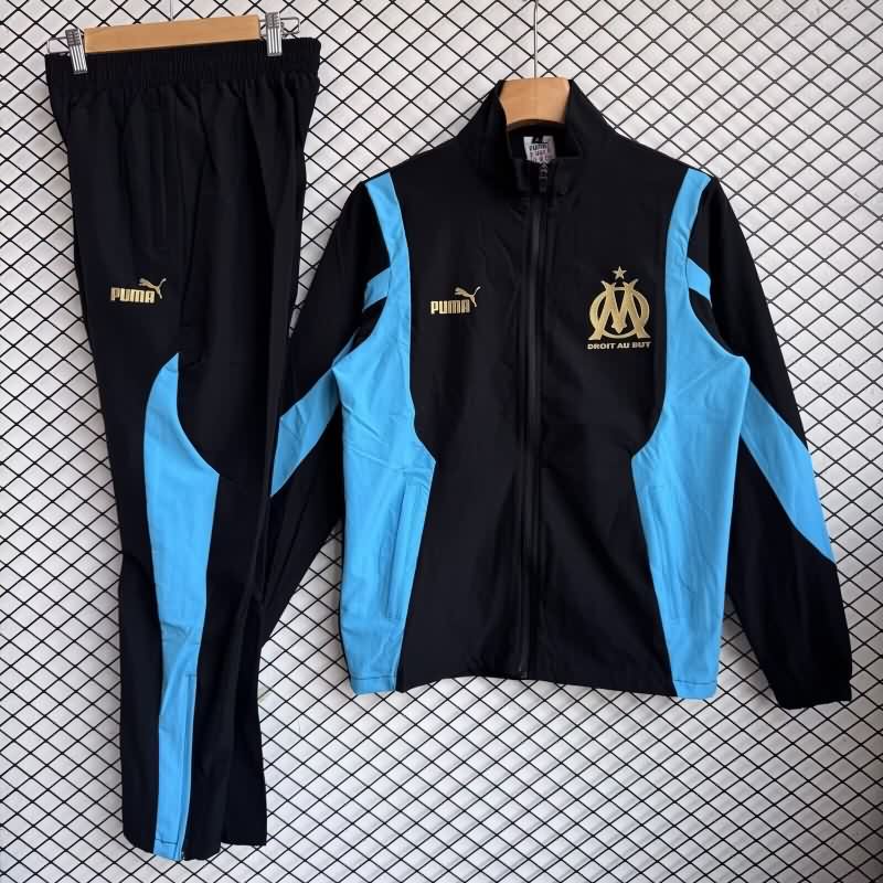 AAA Quality Marseilles 25/26 Black Soccer Tracksuit 03